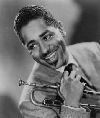 Dizzy Gillespie (1917-1993), African American jazz trumpeter. Headshot. 1955.