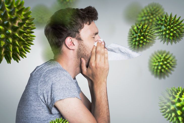immune system, man blowing nose