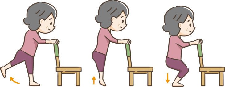 hip extensions while holding onto chair for support