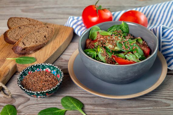 Flaxseeds sprinkled in a salad